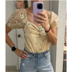 Le lis embroidered floral metallic milk maid bodysuit